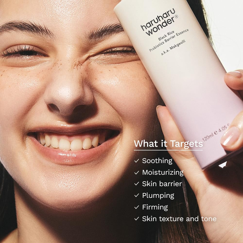 Wonder Black Rice Probiotics Barrier Essence 4.05 Fl. Oz., Essence Toner to Strengthen Skin Barrier with Ceramides, Fermented Ingredients, Soothing, Moisturizing, Plumping