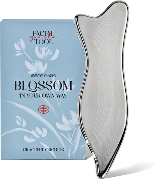 Stainless Steel Gua Sha Facial Tools - Acupressure & Gua Sha for Face Massage, Jawline Sculpting, Puffiness Reduction, Guasha Skin Care Tool with Carry Pouch and Cleaning Cloth