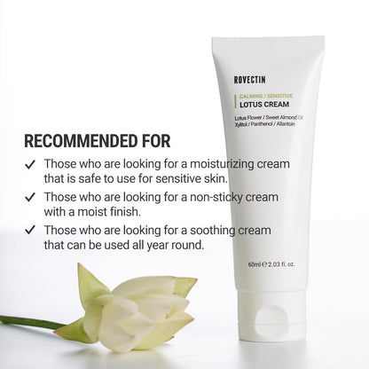 Calming Lotus Water Cream - Lightweight Moisturizer Face Cream for Oily, Combination Skin | 75% Lotus Water Extract for Skin Purifying, Anti-Aging | Vegan Korean Skincare (2.1 Fl.Oz, 60Ml)